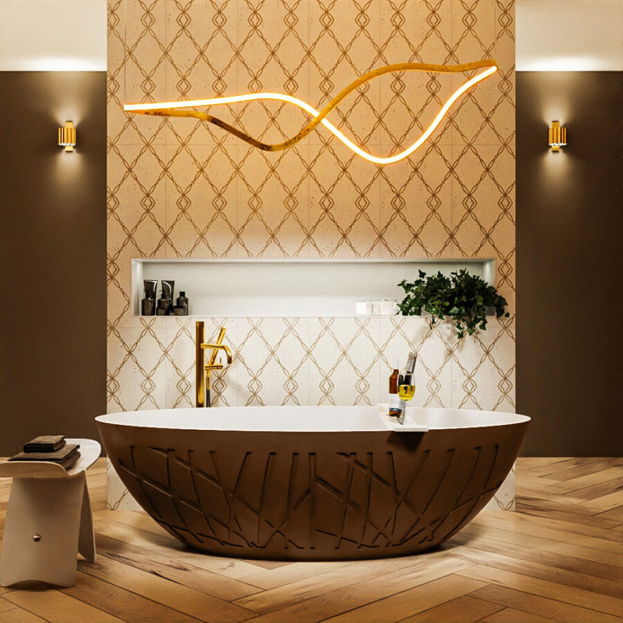 MONDIAZ HOLM vrijstaand bad 180x85cm kleur Rust / Talc - Afbeelding 4