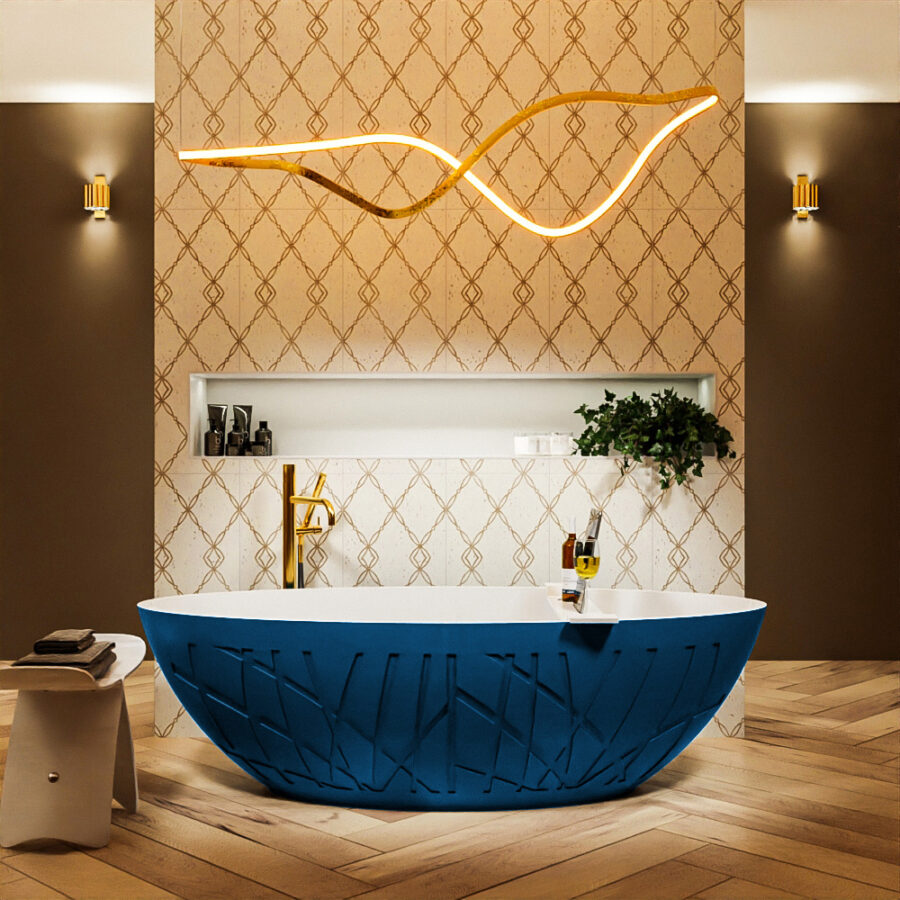 MONDIAZ HOLM vrijstaand bad 180x85cm kleur Jeans / Talc - Afbeelding 4