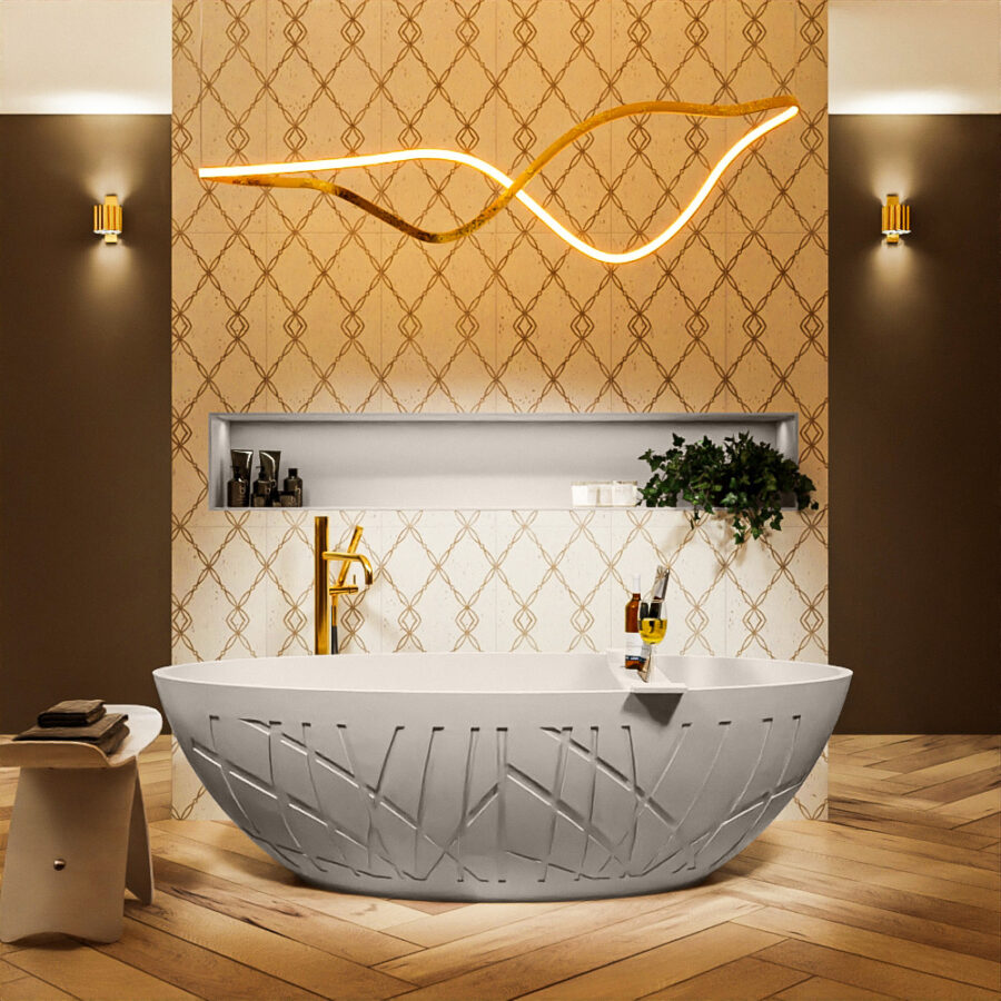 MONDIAZ HOLM vrijstaand bad 180x85cm kleur Linen / Linen - Afbeelding 4