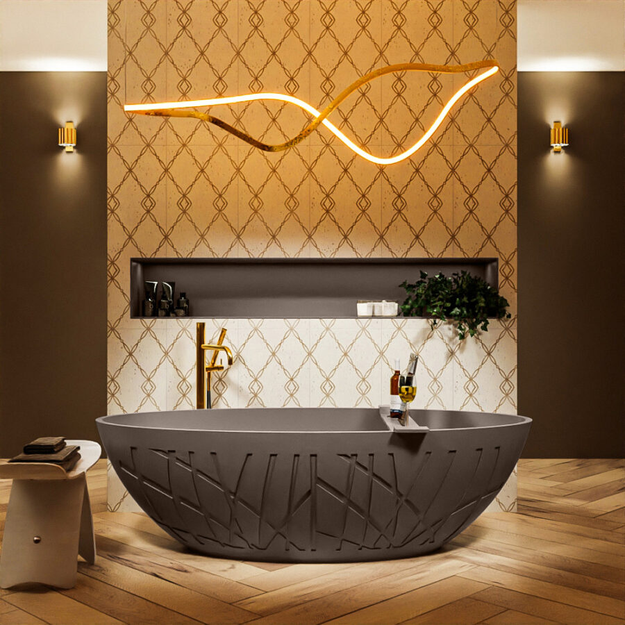 MONDIAZ HOLM vrijstaand bad 180x85cm kleur Smoke / Smoke - Afbeelding 4