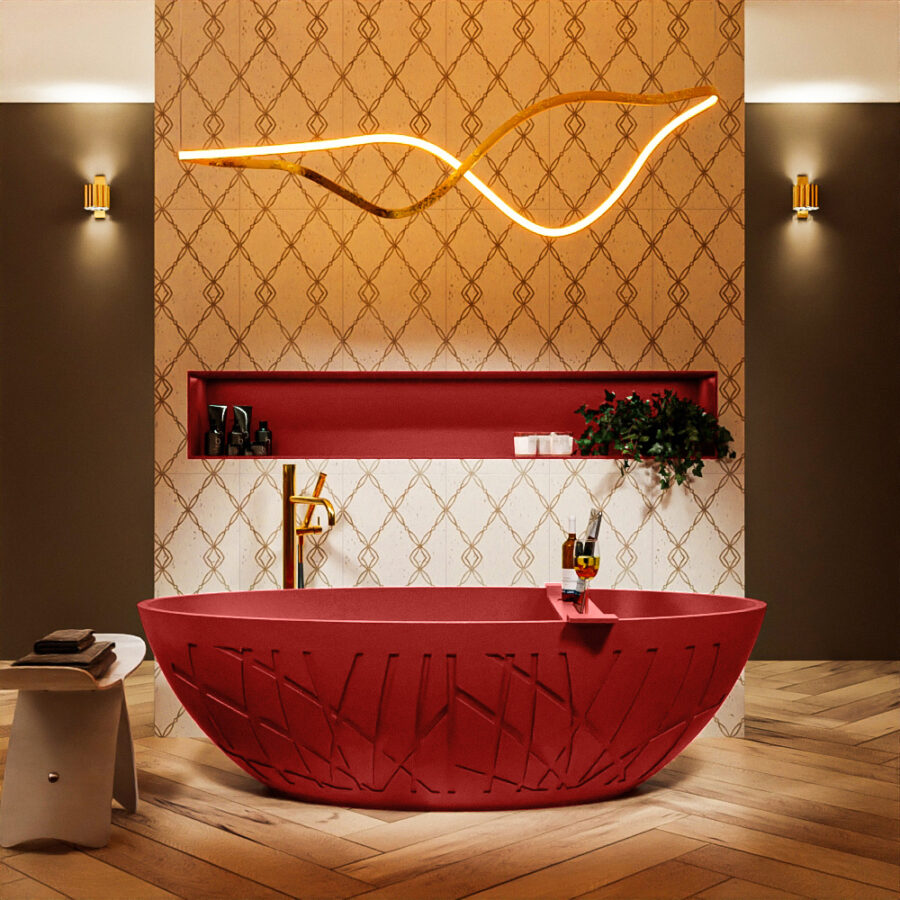 MONDIAZ HOLM vrijstaand bad 180x85cm kleur Fire / Fire - Afbeelding 4