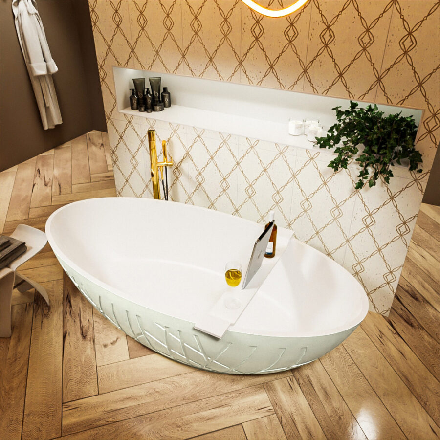 MONDIAZ HOLM vrijstaand bad 180x85cm kleur Greey / Talc - Afbeelding 2