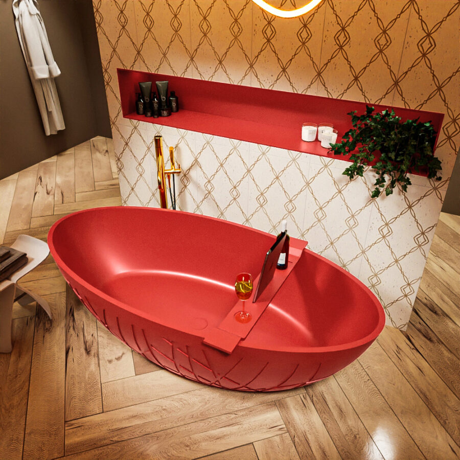 MONDIAZ HOLM vrijstaand bad 180x85cm kleur Fire / Fire - Afbeelding 2