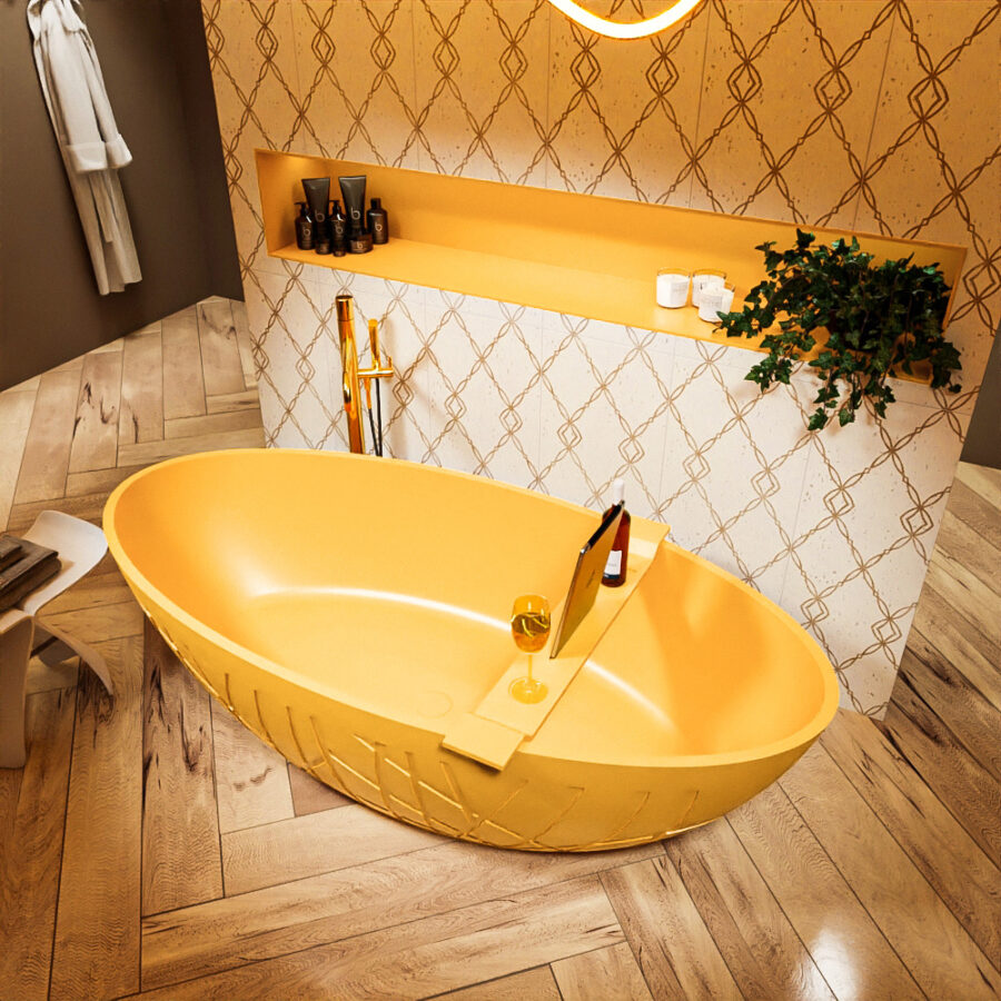 MONDIAZ HOLM vrijstaand bad 180x85cm kleur Ocher / Ocher - Afbeelding 2