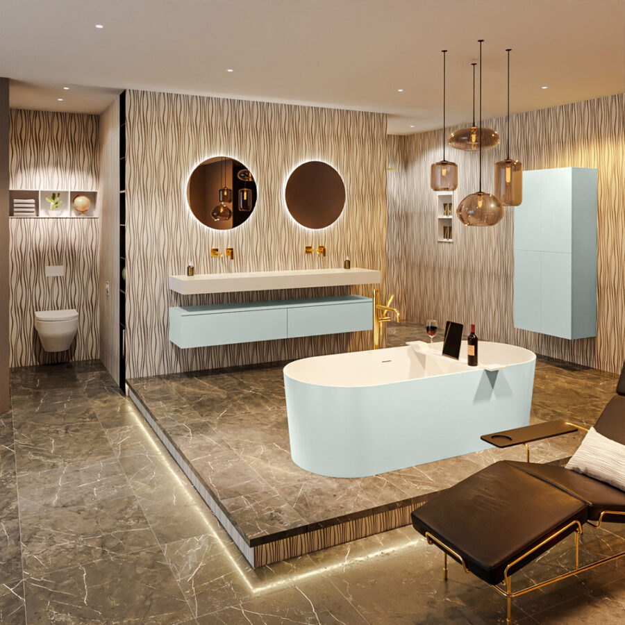 MONDIAZ NOBLE vrijstaand bad 180x75cm kleur Greey / Talc - Afbeelding 3