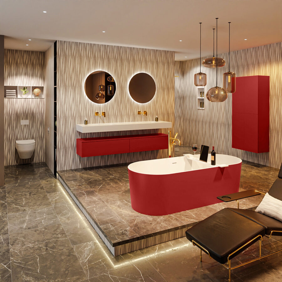 MONDIAZ NOBLE vrijstaand bad 180x75cm kleur Fire / Talc - Afbeelding 3