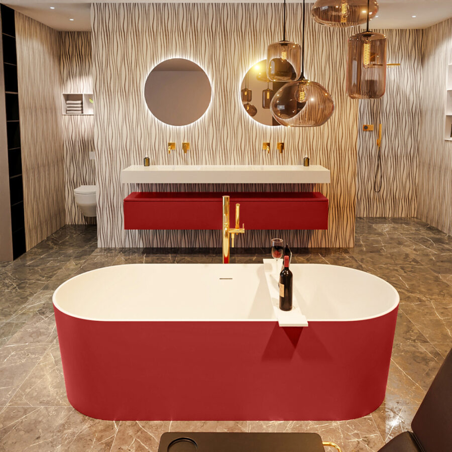MONDIAZ NOBLE vrijstaand bad 180x75cm kleur Fire / Talc - Afbeelding 4