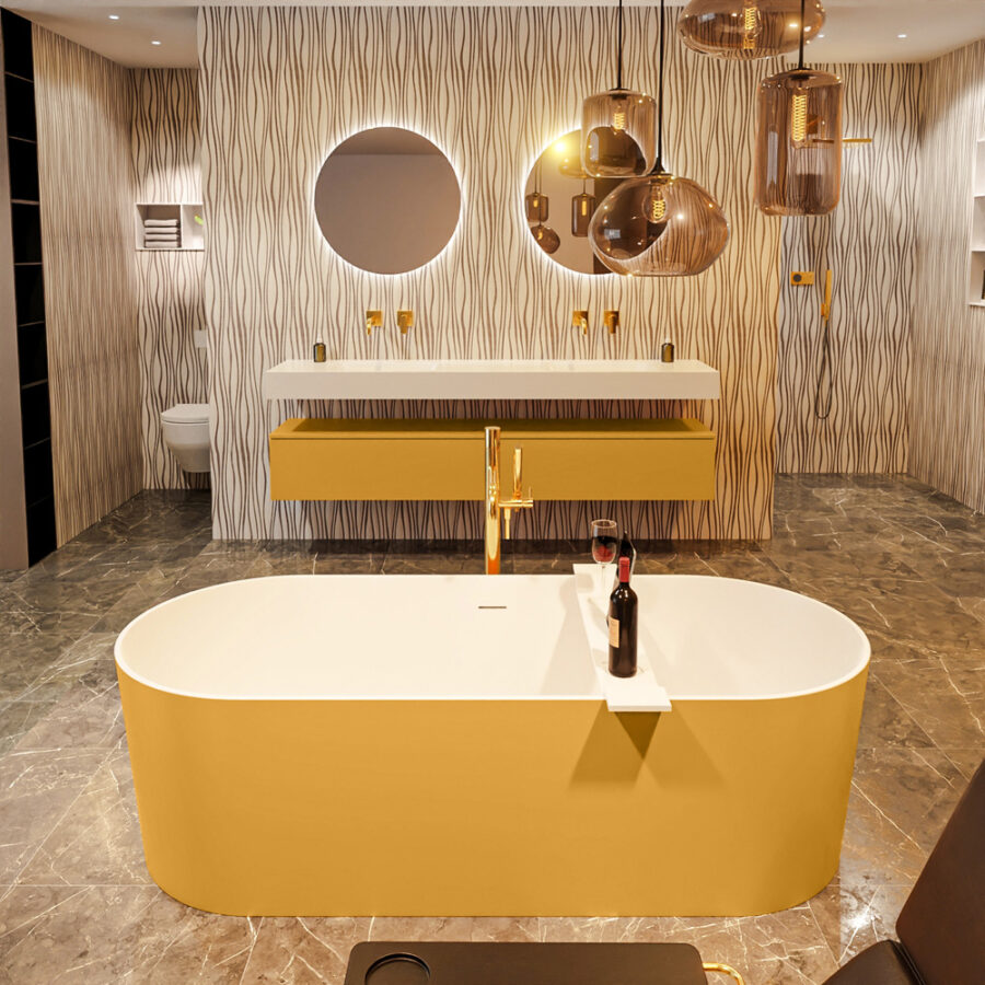 MONDIAZ NOBLE vrijstaand bad 180x75cm kleur Ocher / Talc - Afbeelding 4