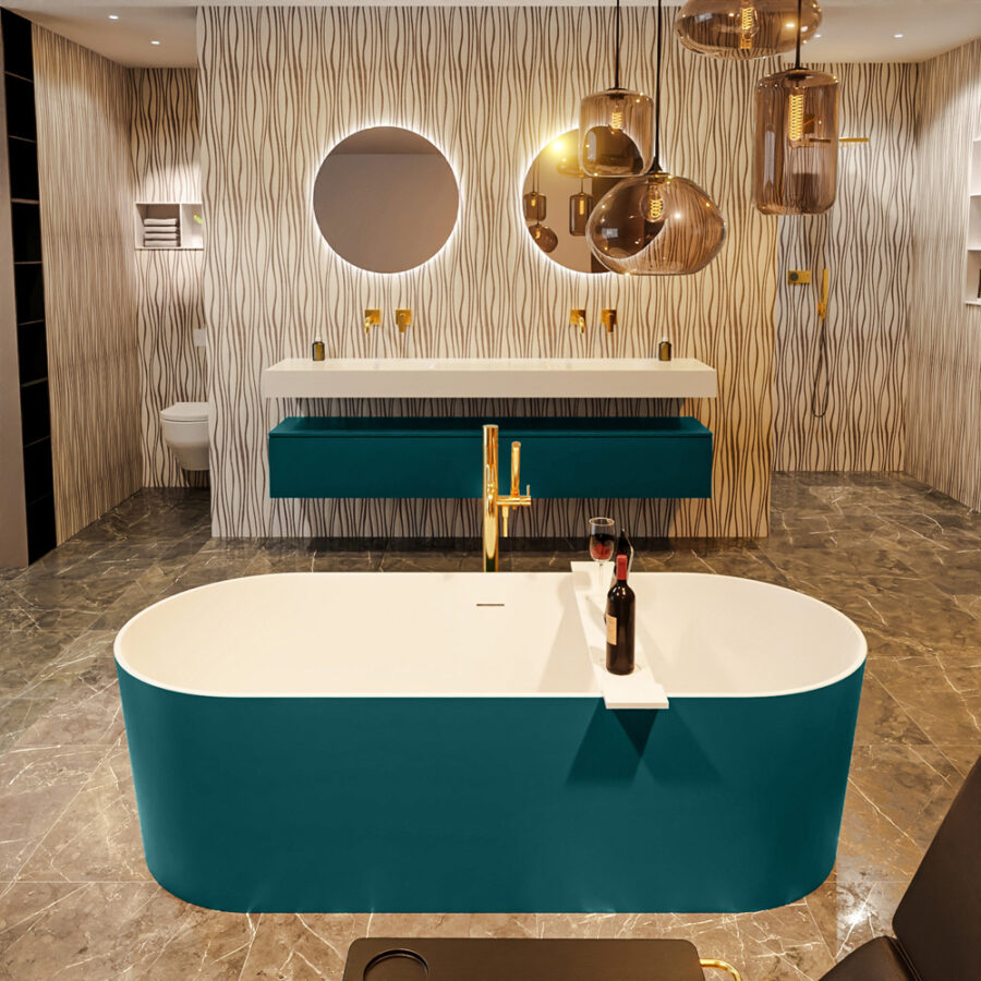 MONDIAZ NOBLE vrijstaand bad 180x75cm kleur Smag / Talc - Afbeelding 4