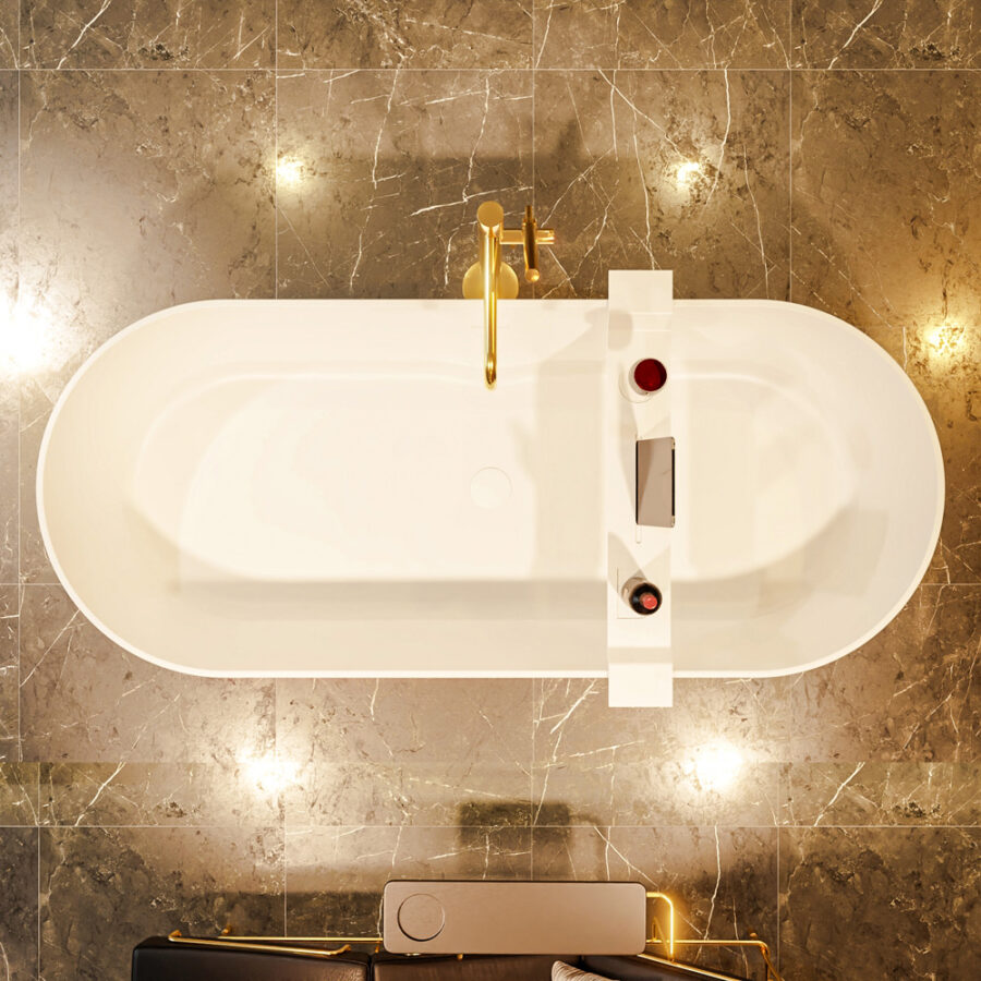 MONDIAZ NOBLE vrijstaand bad 180x75cm kleur Talc / Talc - Afbeelding 2