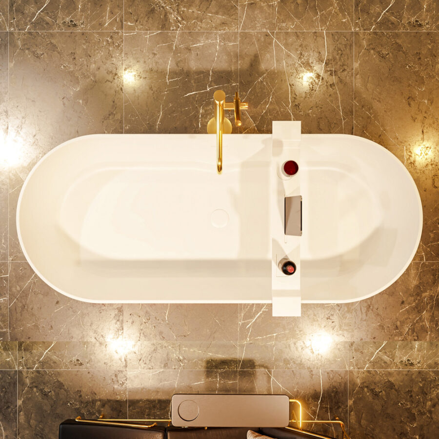 MONDIAZ NOBLE vrijstaand bad 180x75cm kleur Ocher / Talc - Afbeelding 2