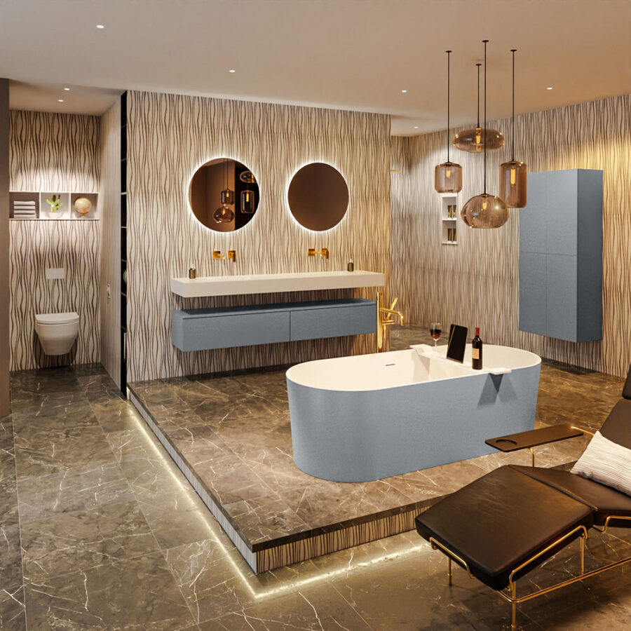 MONDIAZ NOBLE vrijstaand bad 180x75cm kleur Plata / Talc - Afbeelding 3