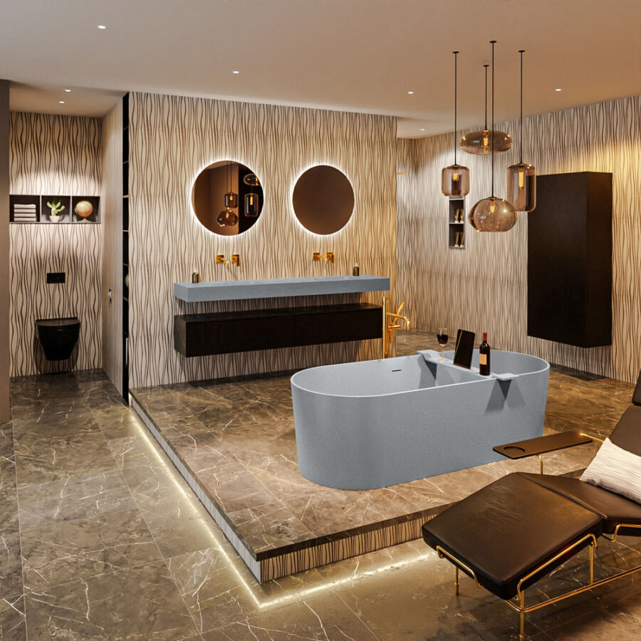 MONDIAZ NOBLE vrijstaand bad 180x75cm kleur Plata / Plata - Afbeelding 3