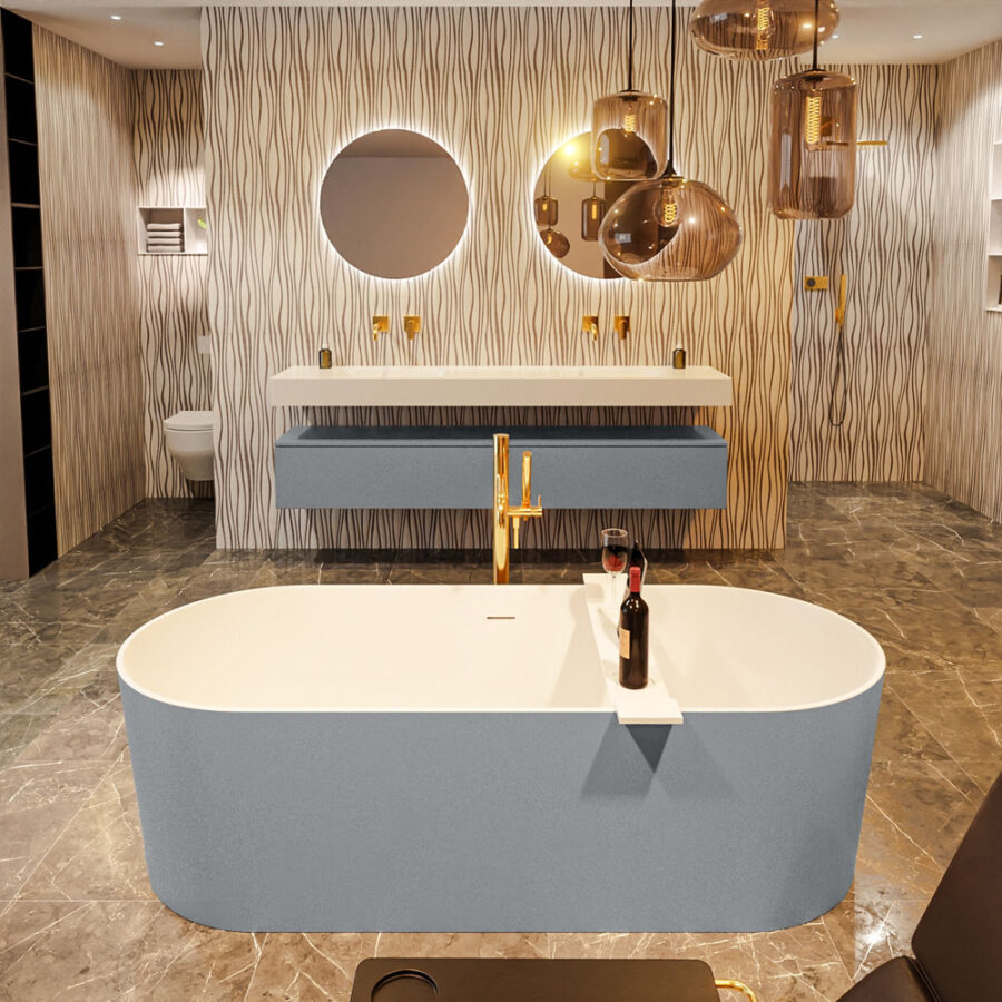MONDIAZ NOBLE vrijstaand bad 180x75cm kleur Plata / Talc - Afbeelding 4