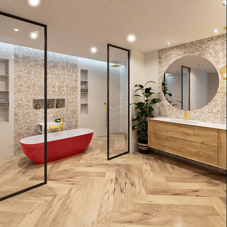 MONDIAZ ROCK vrijstaand bad 170x70cm kleur Fire / Talc - Afbeelding 3