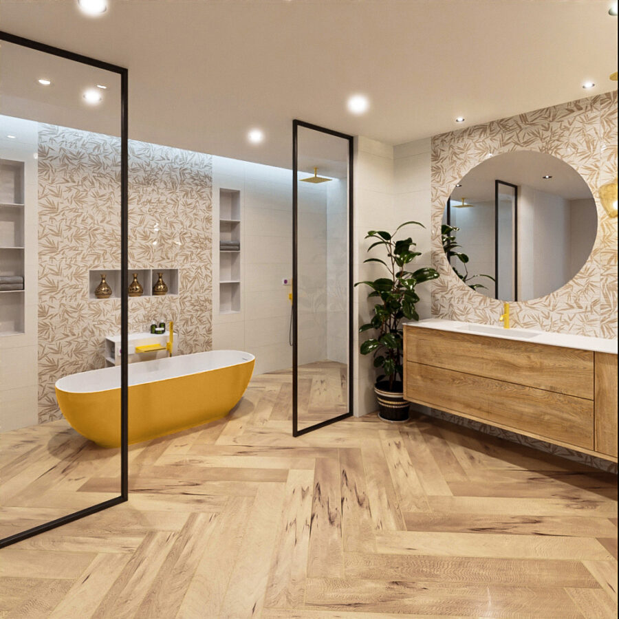 MONDIAZ ROCK vrijstaand bad 170x70cm kleur Ocher / Talc - Afbeelding 3