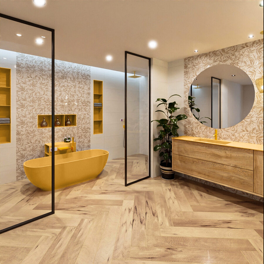 MONDIAZ ROCK vrijstaand bad 170x70cm kleur Ocher / Ocher - Afbeelding 3