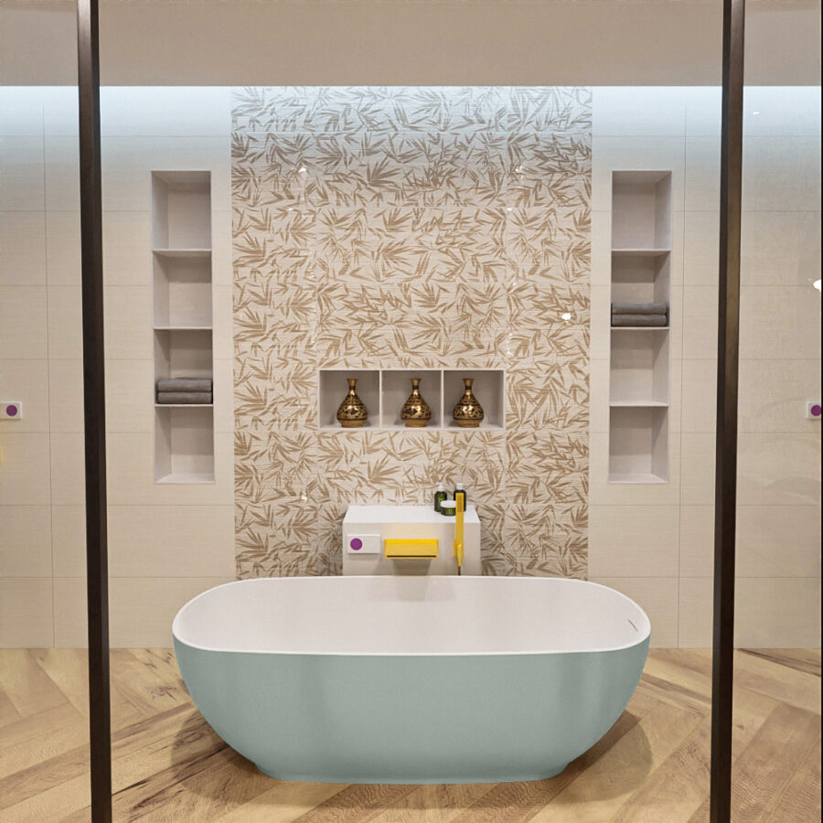 MONDIAZ ROCK vrijstaand bad 170x70cm kleur Greey / Talc - Afbeelding 4