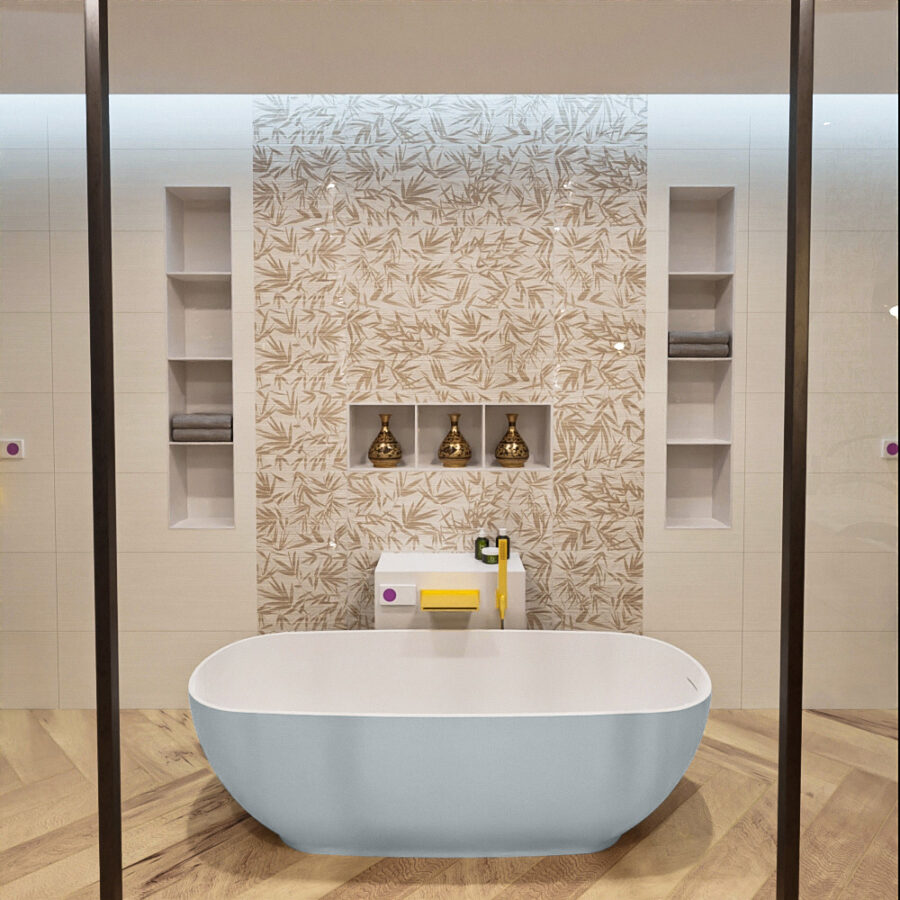 MONDIAZ ROCK vrijstaand bad 170x70cm kleur Clay / Talc - Afbeelding 4