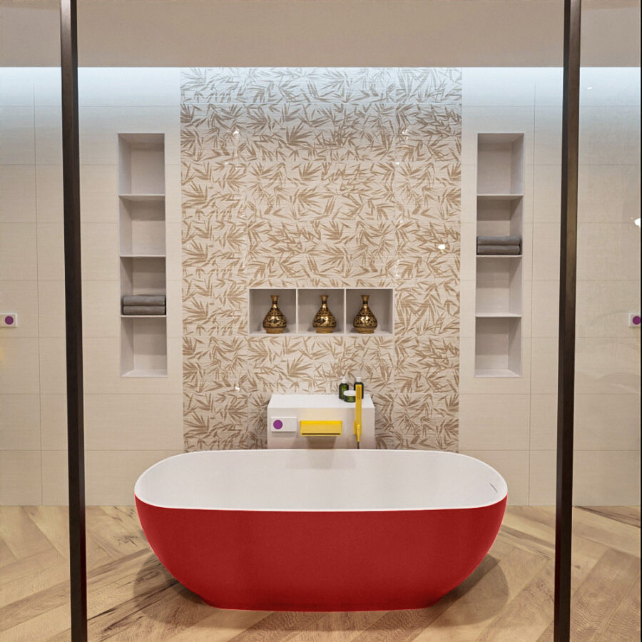 MONDIAZ ROCK vrijstaand bad 170x70cm kleur Fire / Talc - Afbeelding 4