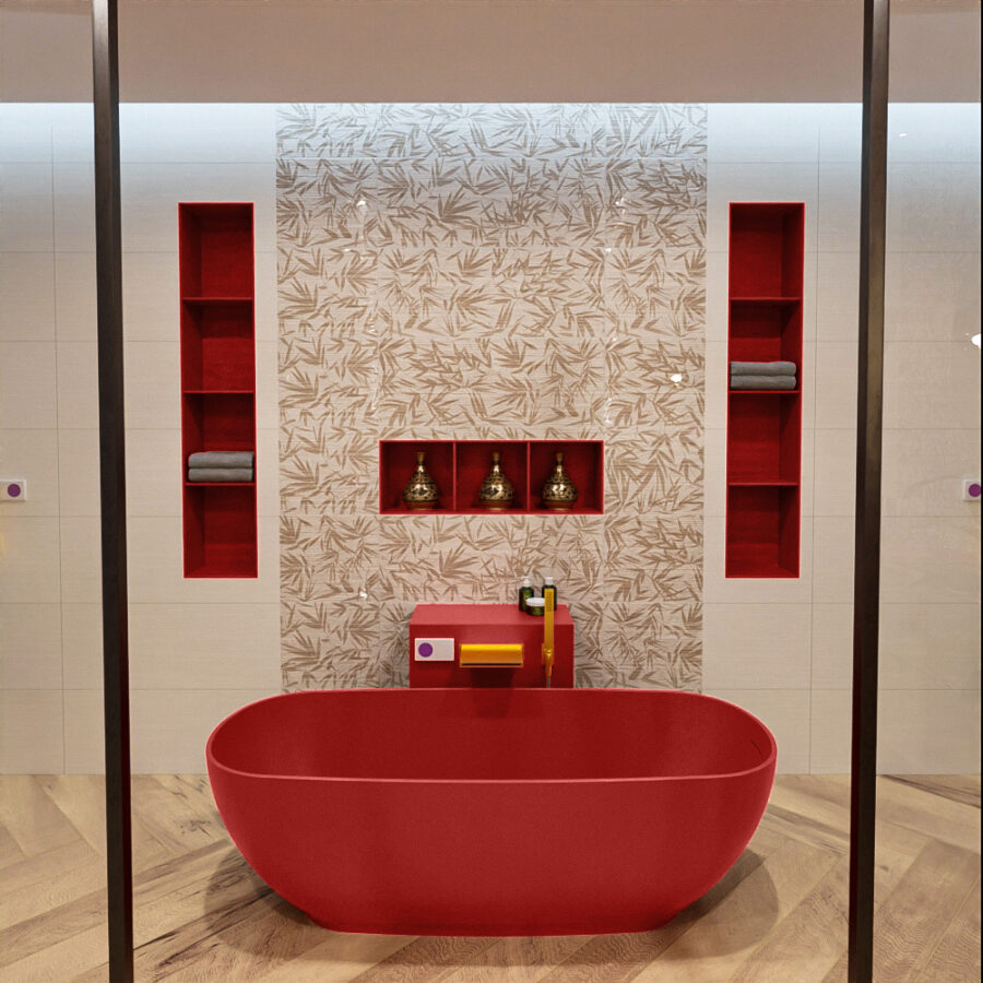 MONDIAZ ROCK vrijstaand bad 170x70cm kleur Fire / Fire - Afbeelding 4