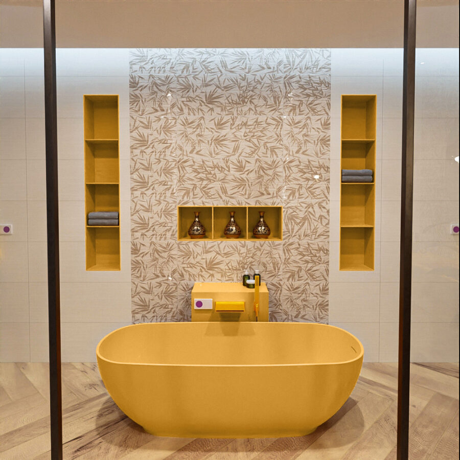 MONDIAZ ROCK vrijstaand bad 170x70cm kleur Ocher / Ocher - Afbeelding 4