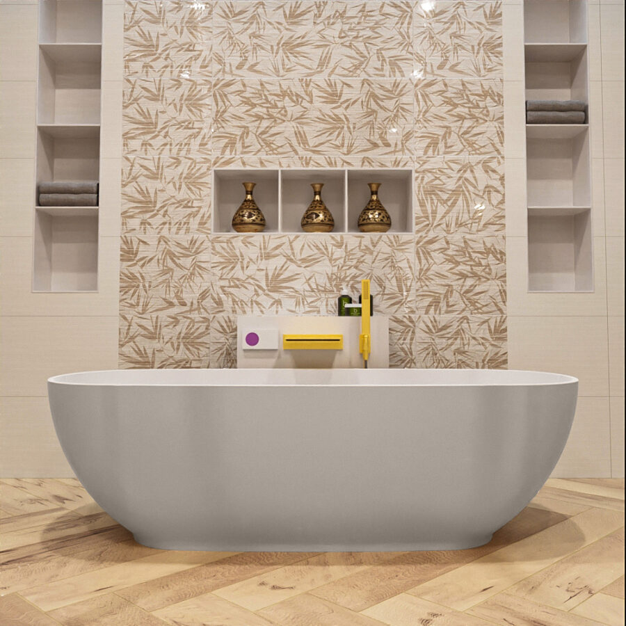 MONDIAZ ROCK vrijstaand bad 170x70cm kleur Linen / Talc - Afbeelding 2