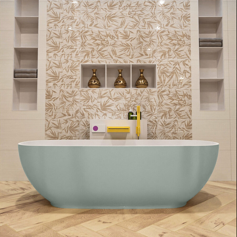 MONDIAZ ROCK vrijstaand bad 170x70cm kleur Greey / Talc - Afbeelding 2