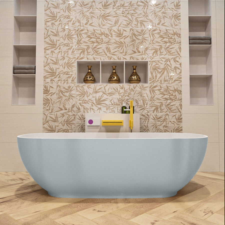 MONDIAZ ROCK vrijstaand bad 170x70cm kleur Clay / Talc - Afbeelding 2