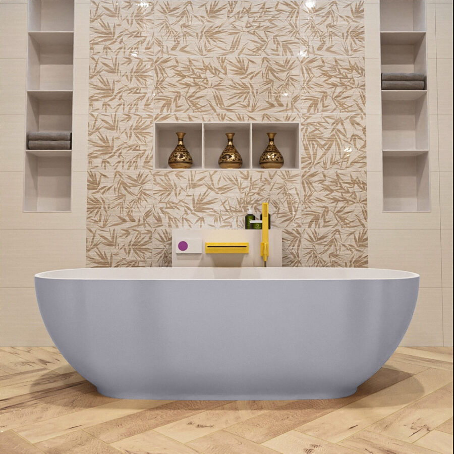 MONDIAZ ROCK vrijstaand bad 170x70cm kleur Cale / Talc - Afbeelding 2