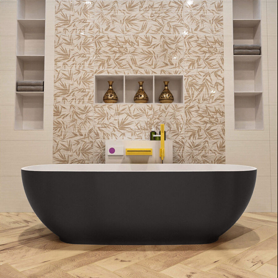 MONDIAZ ROCK vrijstaand bad 170x70cm kleur Dark Grey / Talc - Afbeelding 2