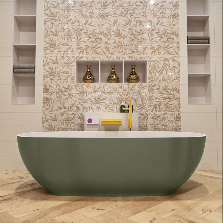 MONDIAZ ROCK vrijstaand bad 170x70cm kleur Army / Talc - Afbeelding 2