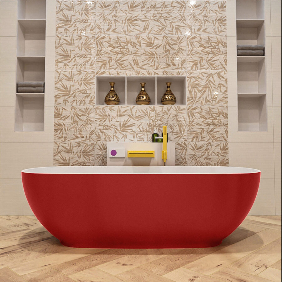 MONDIAZ ROCK vrijstaand bad 170x70cm kleur Fire / Talc - Afbeelding 2