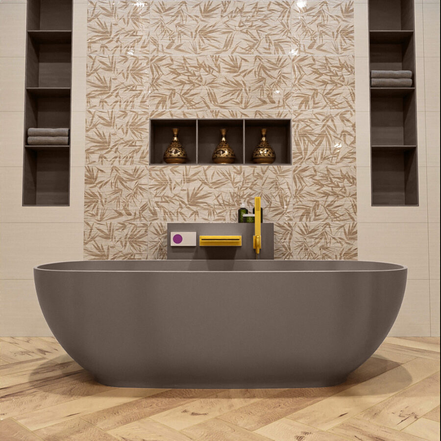 MONDIAZ ROCK vrijstaand bad 170x70cm kleur Smoke / Smoke - Afbeelding 2