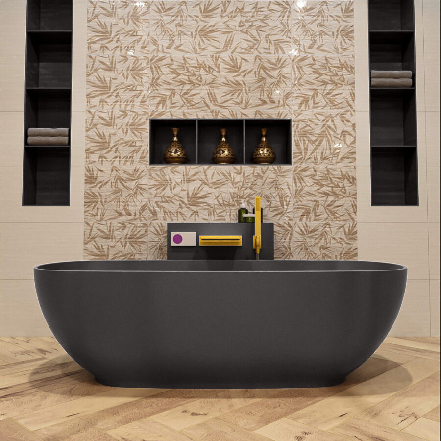 MONDIAZ ROCK vrijstaand bad 170x70cm kleur Dark Grey / Dark Grey - Afbeelding 2