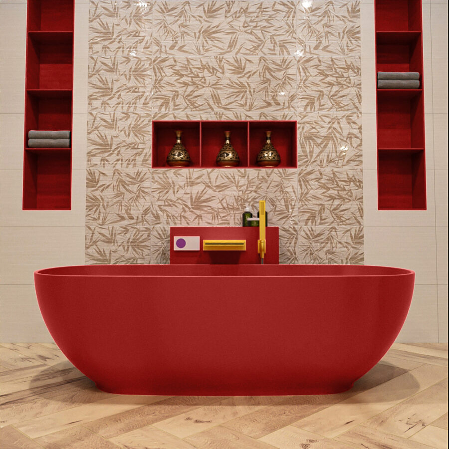 MONDIAZ ROCK vrijstaand bad 170x70cm kleur Fire / Fire - Afbeelding 2