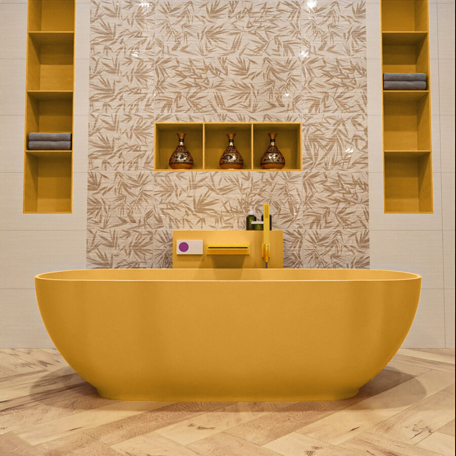 MONDIAZ ROCK vrijstaand bad 170x70cm kleur Ocher / Ocher - Afbeelding 2