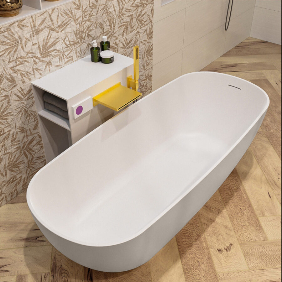 MONDIAZ ROCK vrijstaand bad 170x70cm kleur Linen / Talc - Afbeelding 5