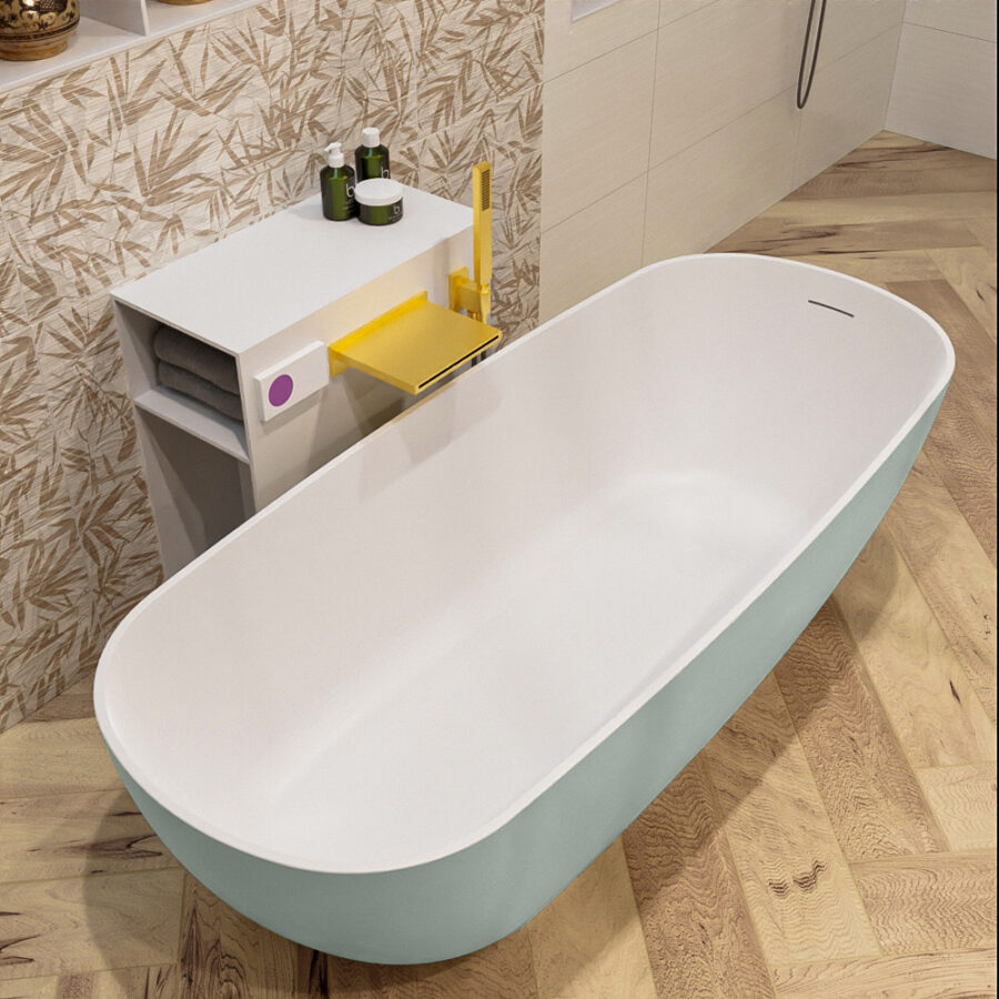MONDIAZ ROCK vrijstaand bad 170x70cm kleur Greey / Talc - Afbeelding 5