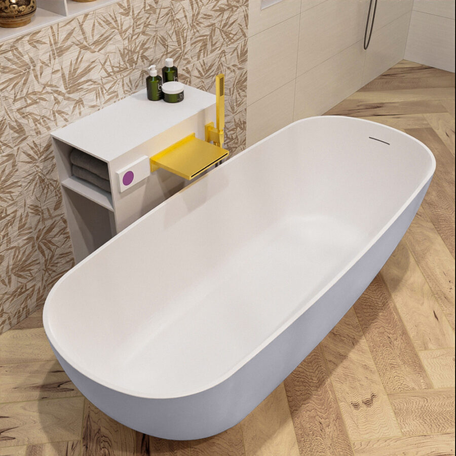 MONDIAZ ROCK vrijstaand bad 170x70cm kleur Cale / Talc - Afbeelding 5