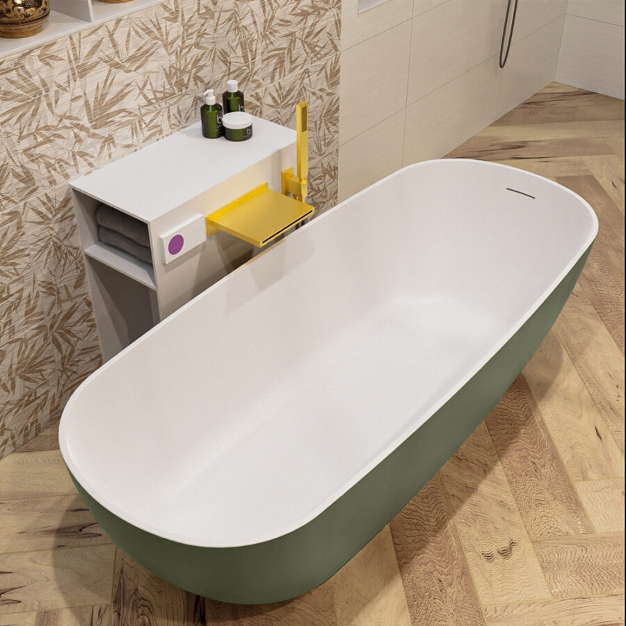 MONDIAZ ROCK vrijstaand bad 170x70cm kleur Army / Talc - Afbeelding 5