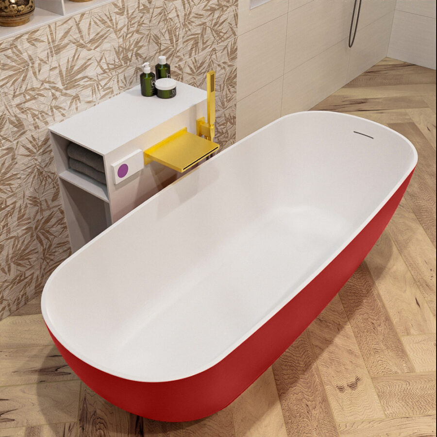 MONDIAZ ROCK vrijstaand bad 170x70cm kleur Fire / Talc - Afbeelding 5