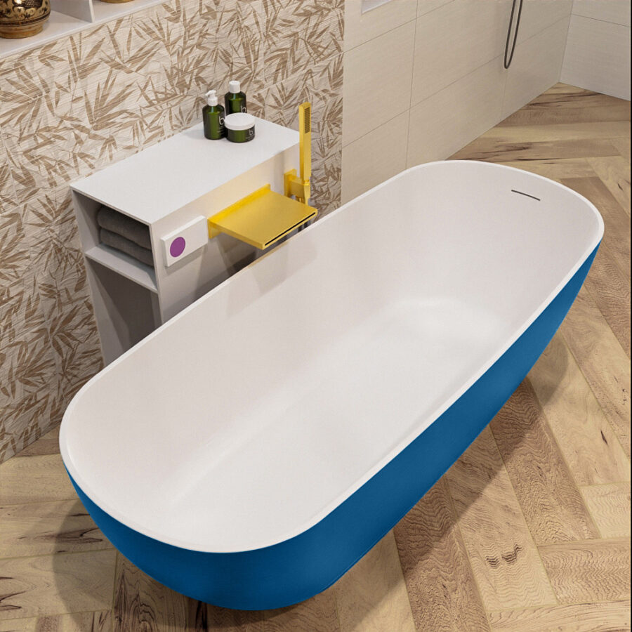 MONDIAZ ROCK vrijstaand bad 170x70cm kleur Jeans / Talc - Afbeelding 5