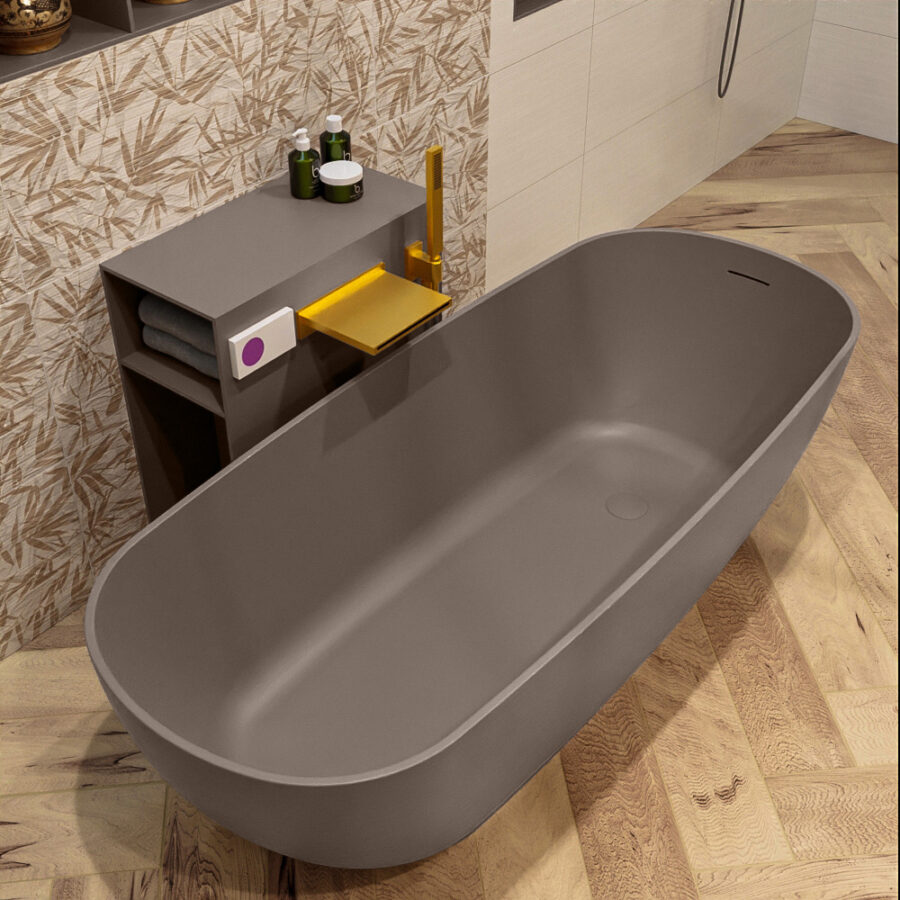 MONDIAZ ROCK vrijstaand bad 170x70cm kleur Smoke / Smoke - Afbeelding 5
