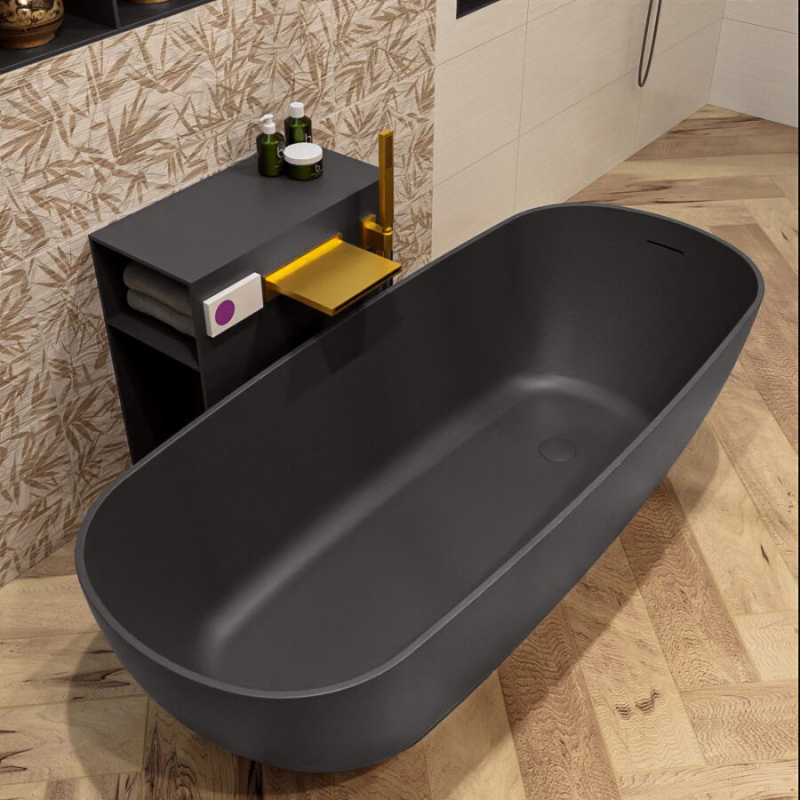 MONDIAZ ROCK vrijstaand bad 170x70cm kleur Dark Grey / Dark Grey - Afbeelding 5