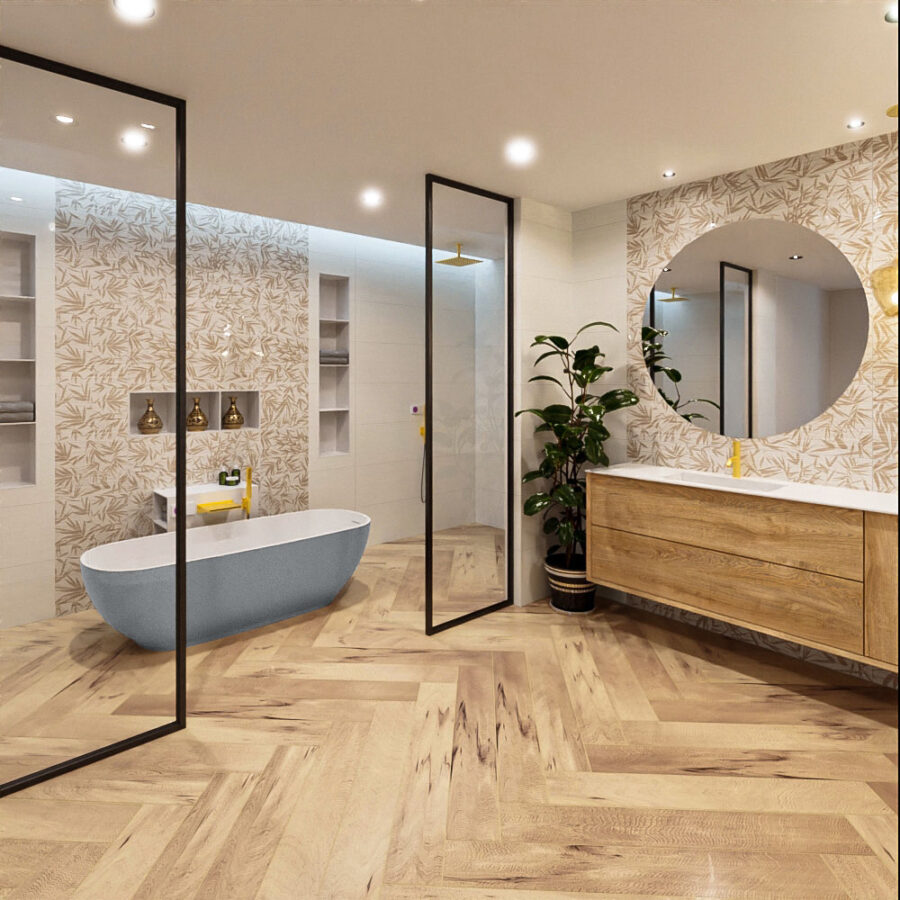 MONDIAZ ROCK vrijstaand bad 170x70cm kleur Plata / Talc - Afbeelding 3