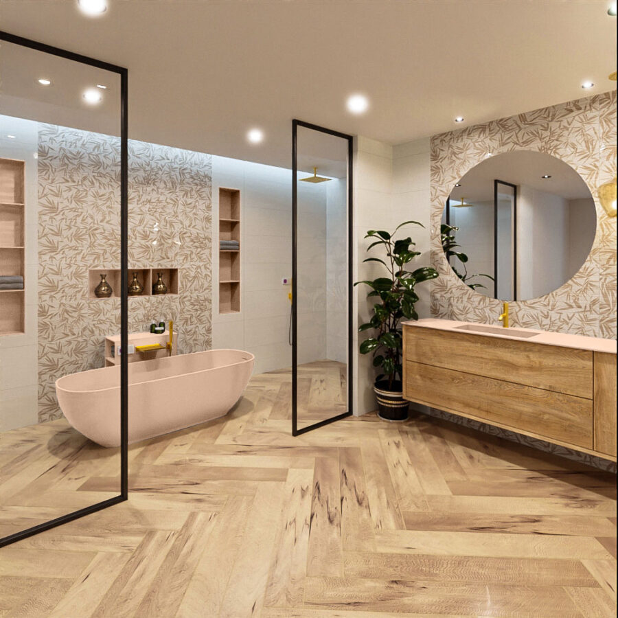 MONDIAZ ROCK vrijstaand bad 170x70cm kleur Rosee / Rosee - Afbeelding 3