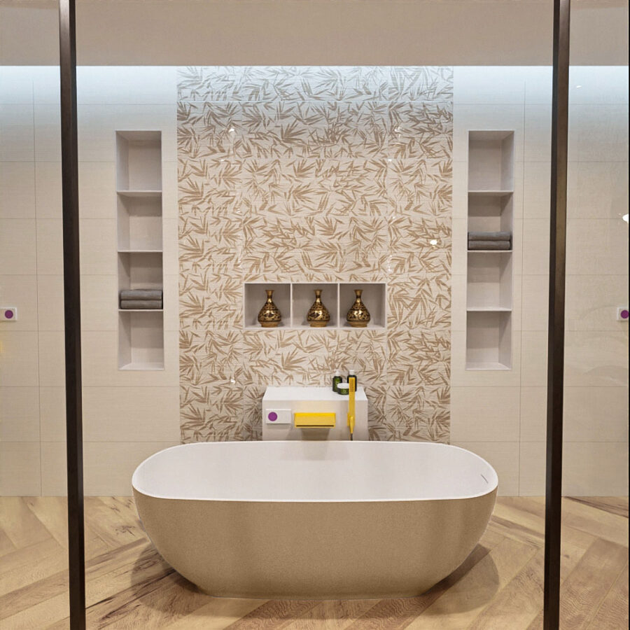 MONDIAZ ROCK vrijstaand bad 170x70cm kleur Oro / Talc - Afbeelding 10