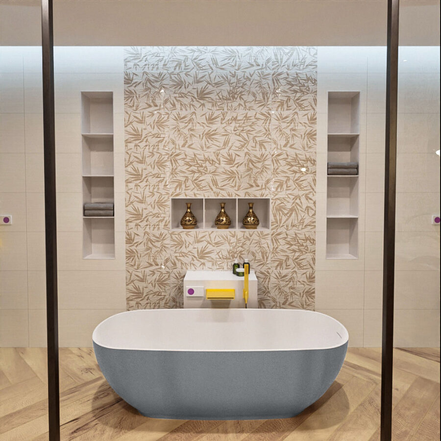 MONDIAZ ROCK vrijstaand bad 170x70cm kleur Plata / Talc - Afbeelding 10