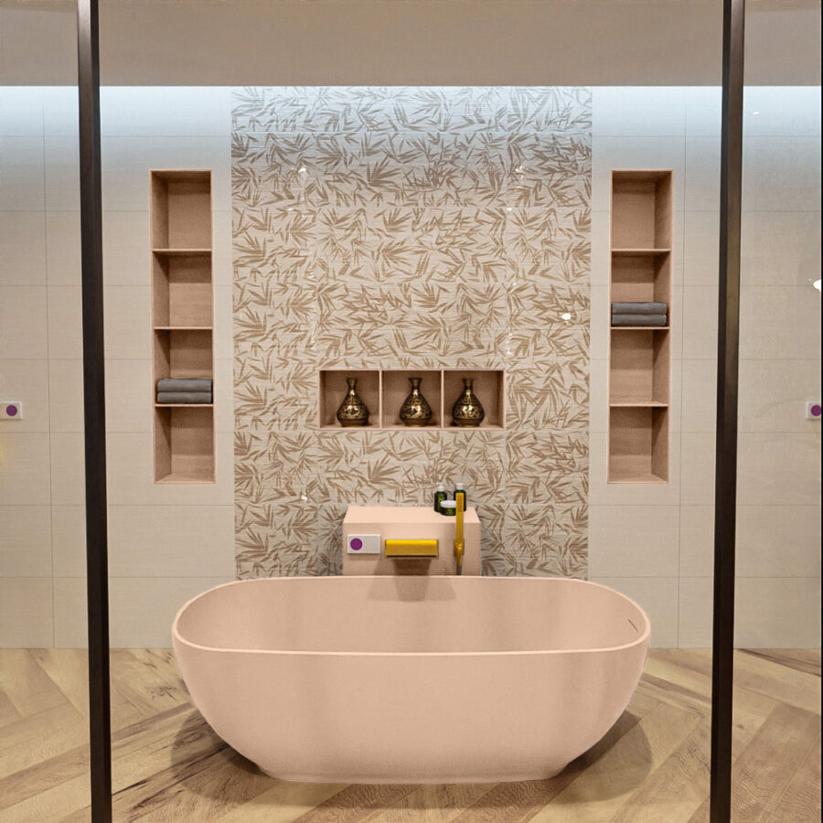 MONDIAZ ROCK vrijstaand bad 170x70cm kleur Rosee / Rosee - Afbeelding 10